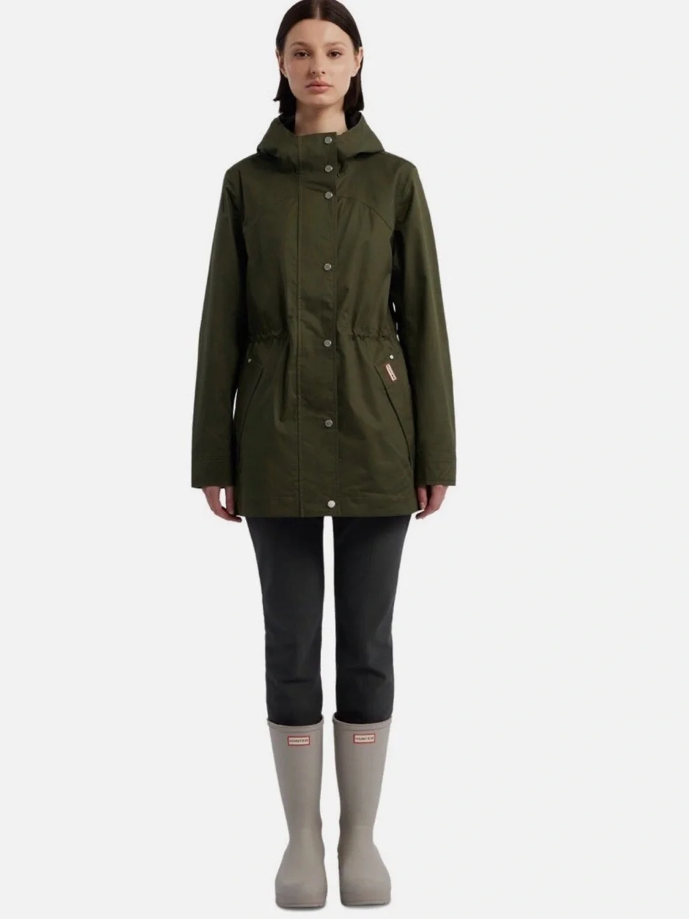 Hunter Women's Hooded Coat in Olive - Picture 2 of 15
